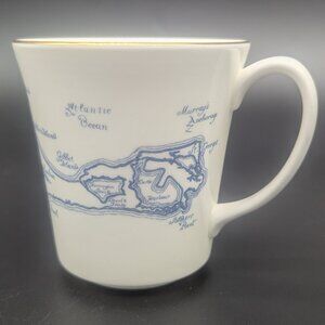 Coalport Bone China Mug Bermuda Map Blue White Light Wear A.S. Cooper & Sons